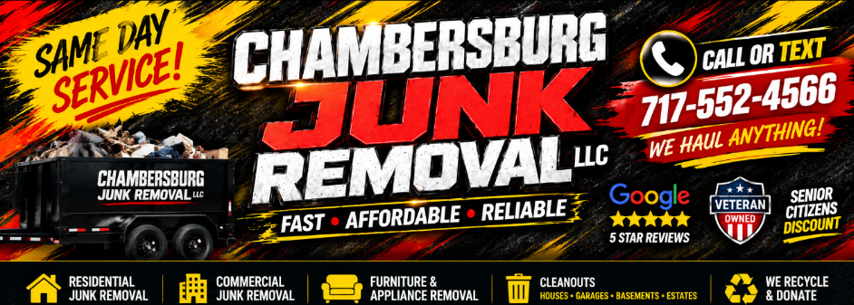 Chambersburg Junk Removal LLC - same day service, residential and commercial junk removal, furniture and appliance removal, cleanouts, recycling and donations